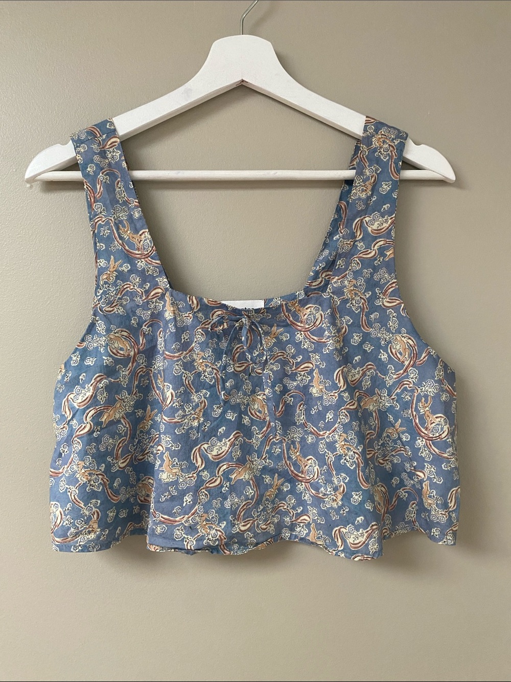 Montce Blue Paisley Crop Tank Top medium